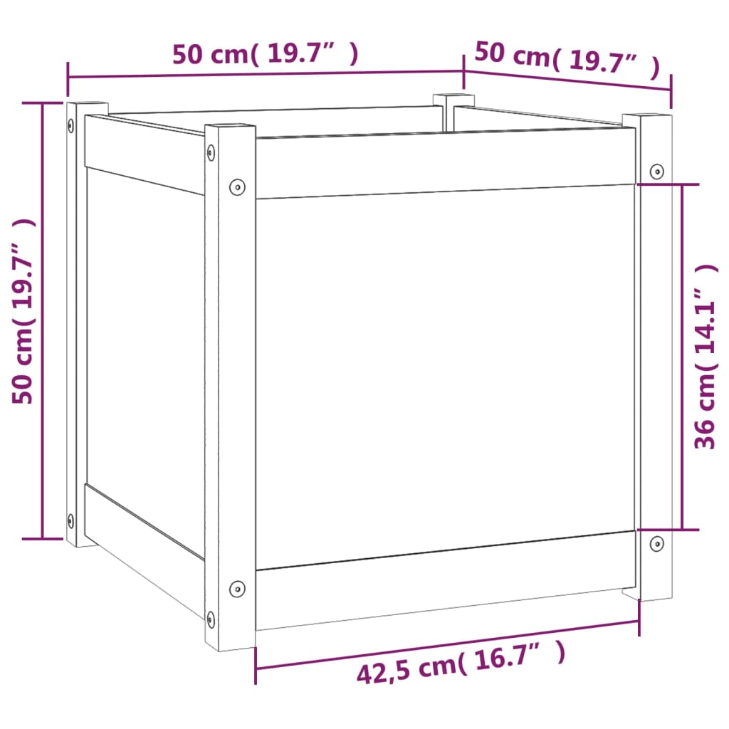 Plantenbak 50X50X50 Cm Massief Grenenhout