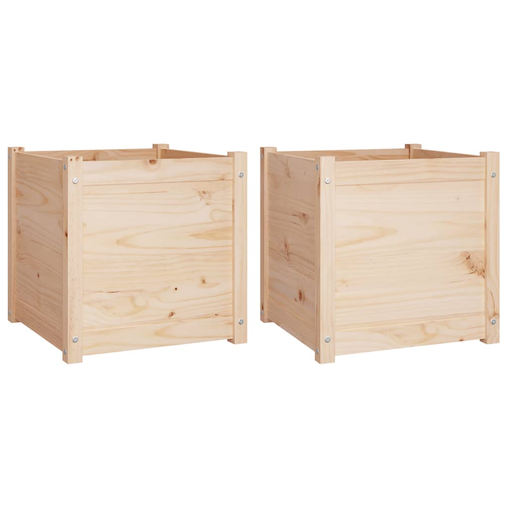 Plantenbakken 2 St 50X50X50 Cm Massief Grenenhout