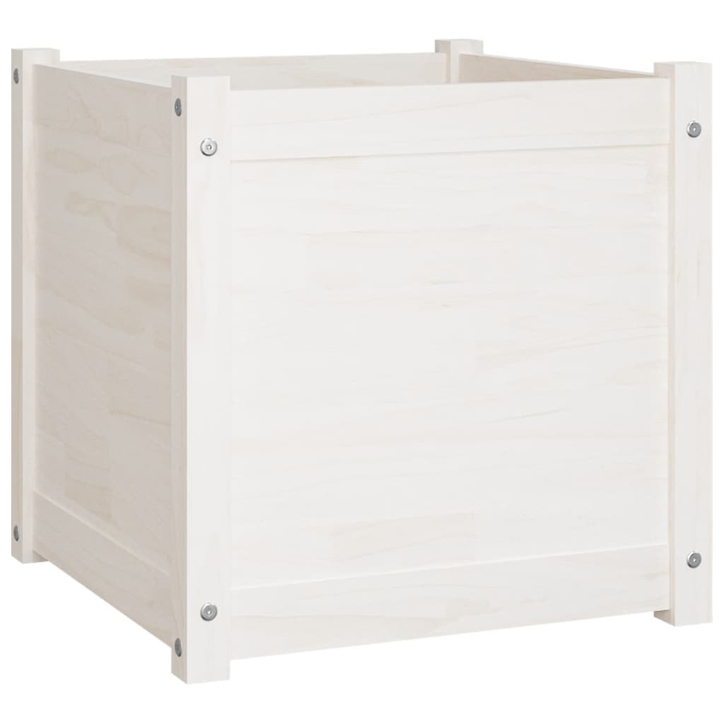 Plantenbak 50X50X50 Cm Massief Grenenhout Wit