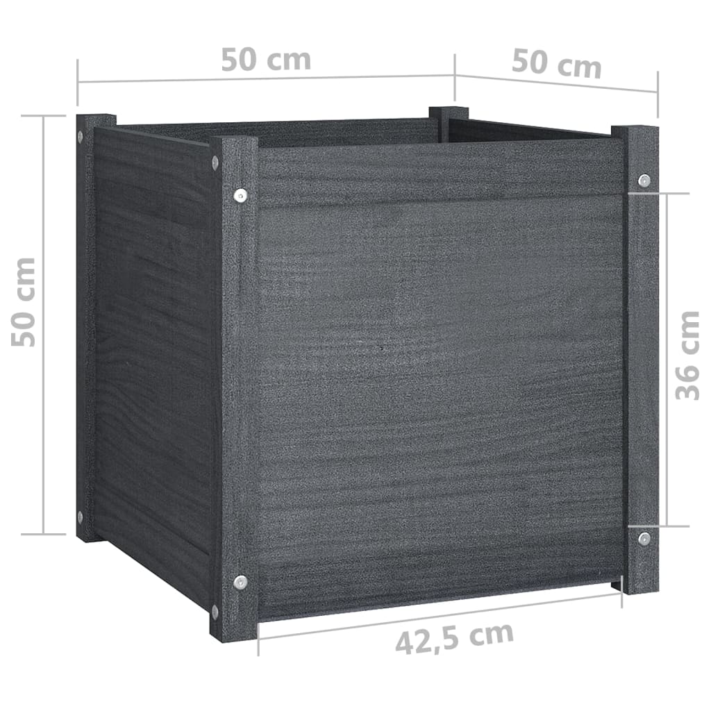 Plantenbak 50X50X50 Cm Massief Grenenhout Grijs