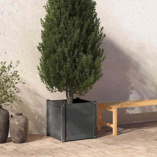 Plantenbak 50X50X50 Cm Massief Grenenhout Grijs