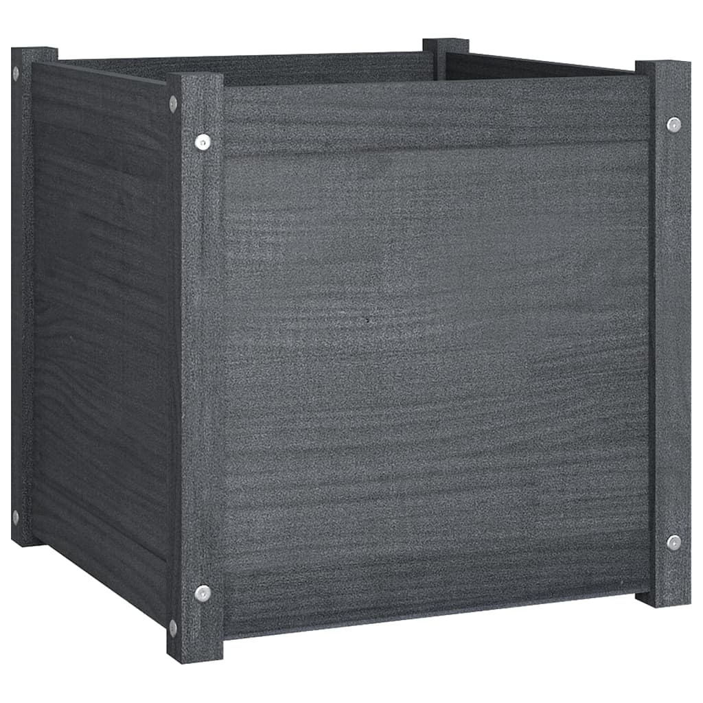 Plantenbakken 2 St 50X50X50 Cm Massief Grenenhout Grijs