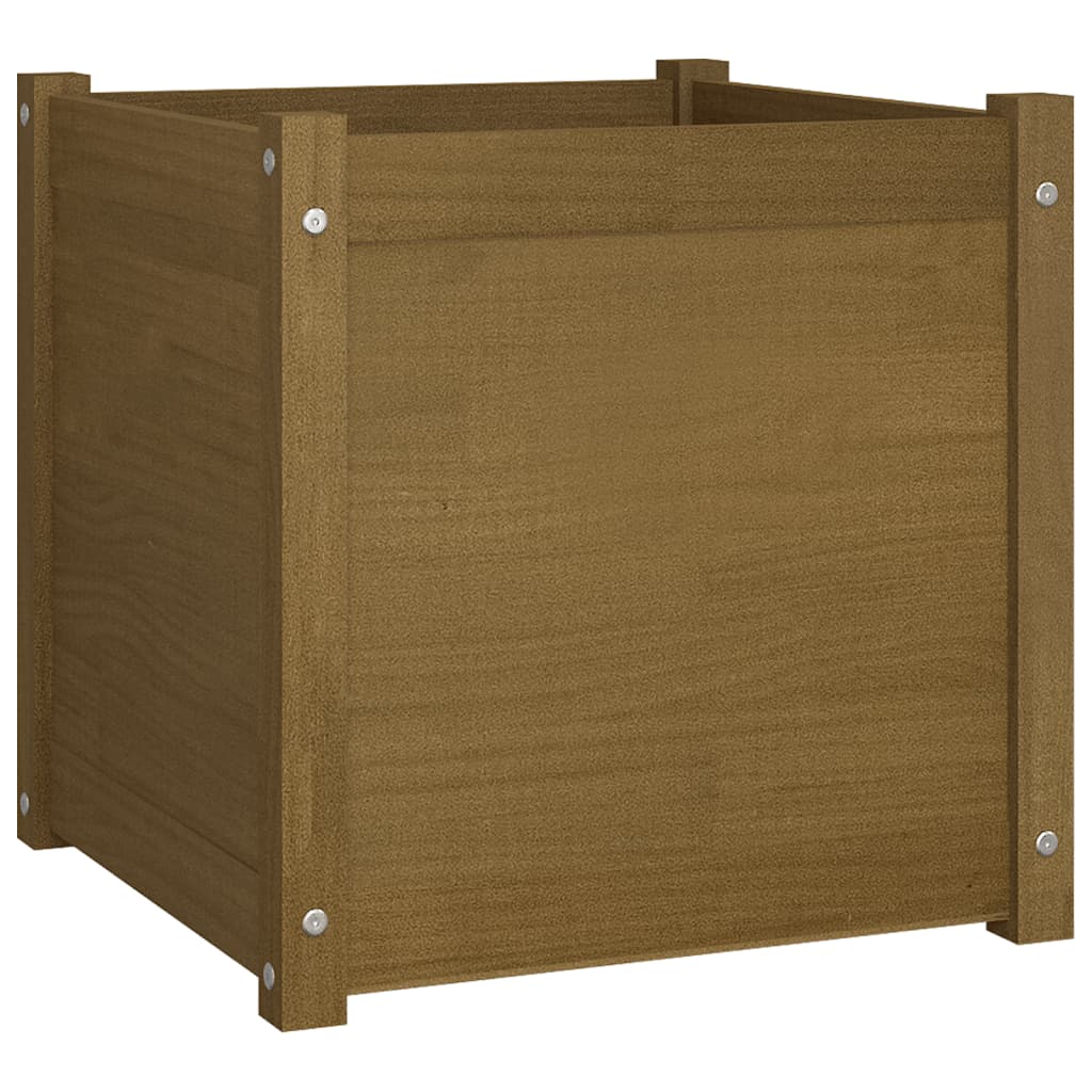 Plantenbak 50X50X50 Cm Massief Grenenhout Honingbruin