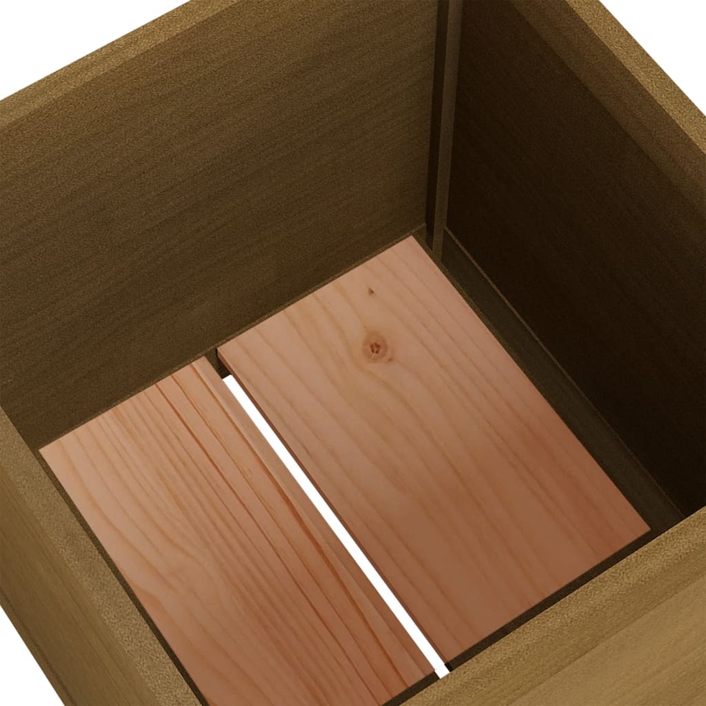 Plantenbakken 2 St 50X50X50 Cm Massief Grenenhout Honingbruin