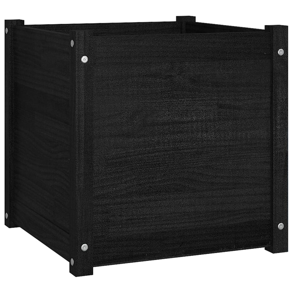Plantenbak 50X50X50 Cm Massief Grenenhout Zwart