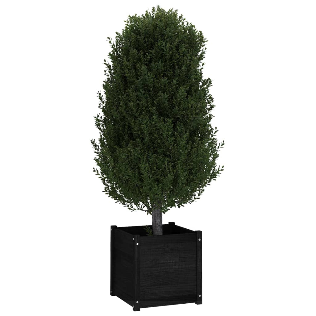 Plantenbak 50X50X50 Cm Massief Grenenhout Zwart