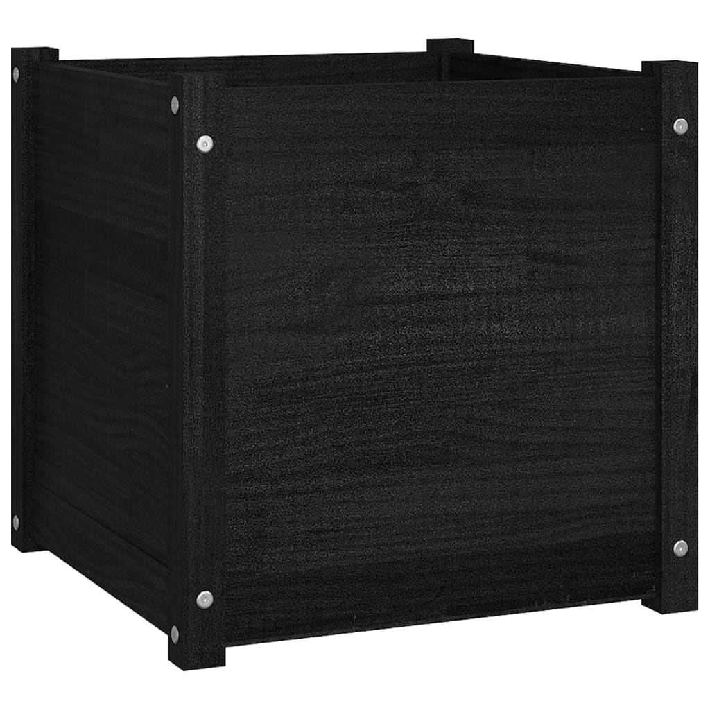 Plantenbakken 2 St 50X50X50 Cm Massief Grenenhout Zwart