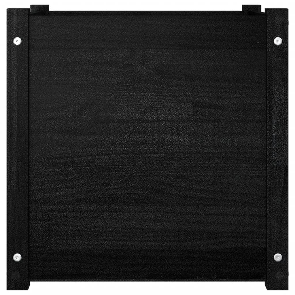 Plantenbakken 2 St 50X50X50 Cm Massief Grenenhout Zwart