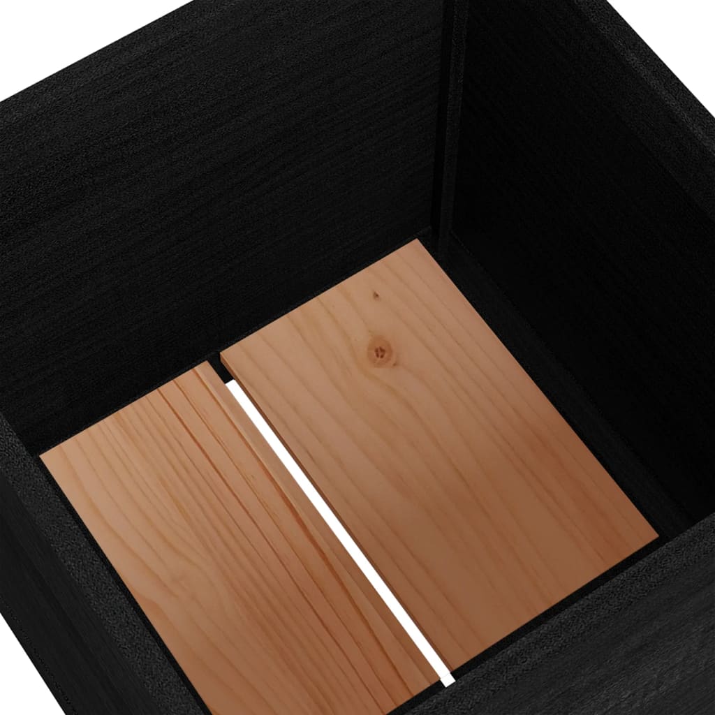 Plantenbakken 2 St 50X50X50 Cm Massief Grenenhout Zwart