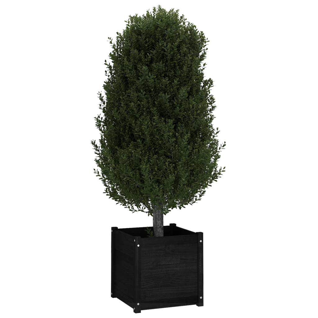 Plantenbakken 2 St 50X50X50 Cm Massief Grenenhout Zwart