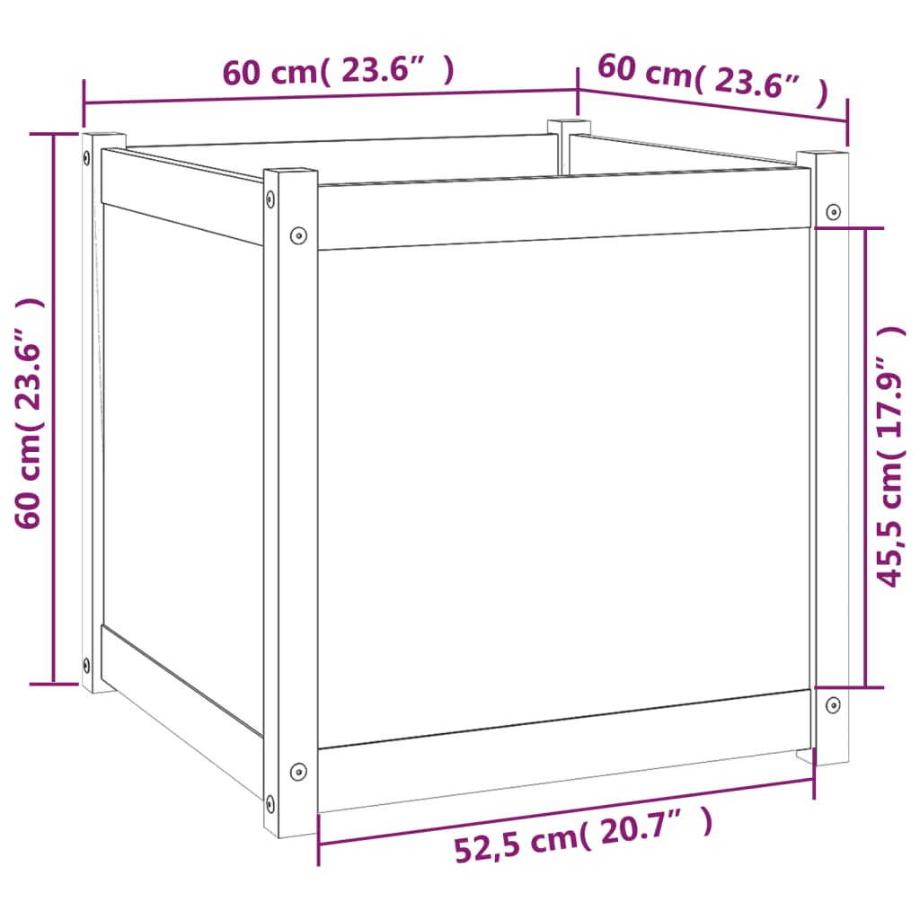 Plantenbak 60X60X60 Cm Massief Grenenhout