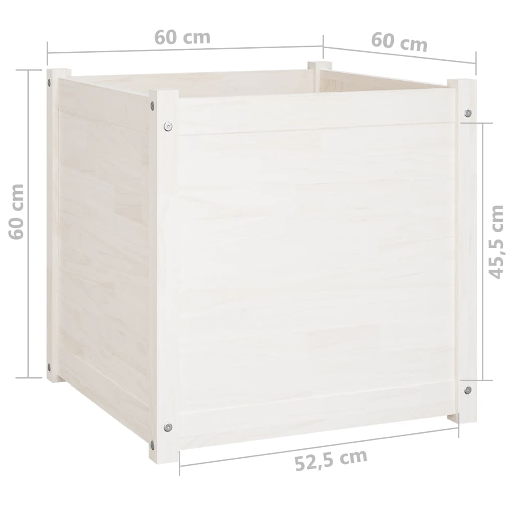 Plantenbak 60X60X60 Cm Massief Grenenhout Wit