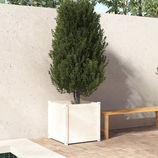 Plantenbak 60X60X60 Cm Massief Grenenhout Wit