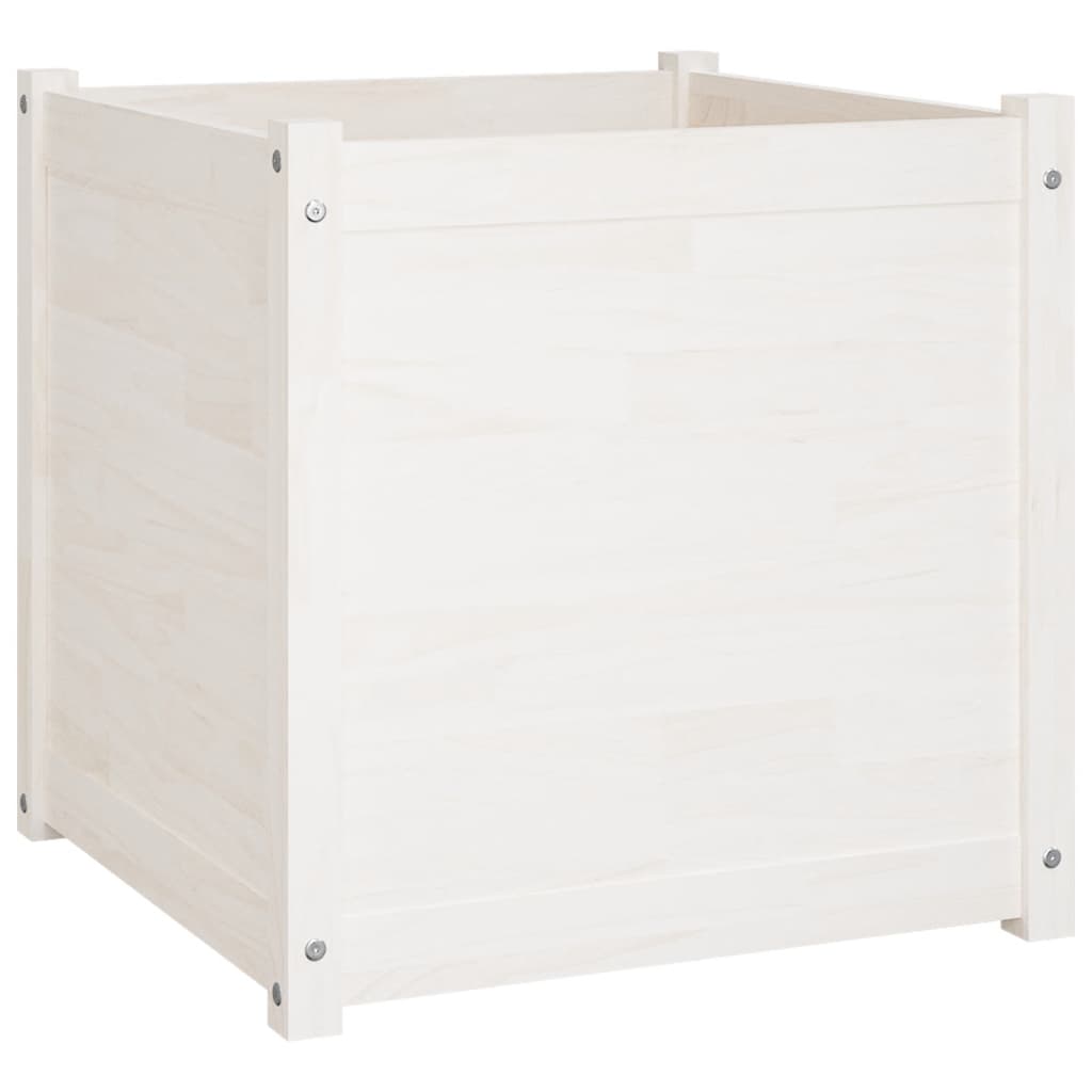 Plantenbakken 2 St 60X60X60 Cm Massief Grenenhout Wit