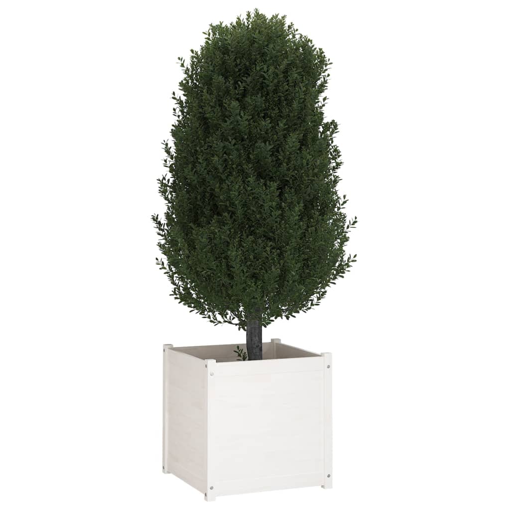 Plantenbakken 2 St 60X60X60 Cm Massief Grenenhout Wit