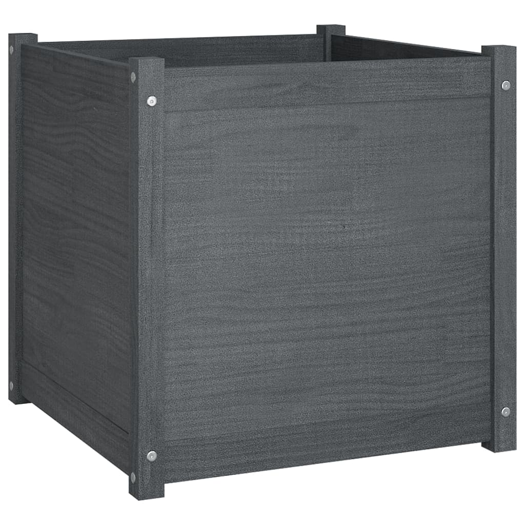 Plantenbak 60X60X60 Cm Massief Grenenhout Grijs