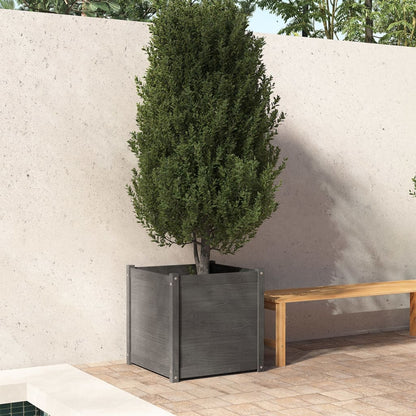 Plantenbak 60X60X60 Cm Massief Grenenhout Grijs
