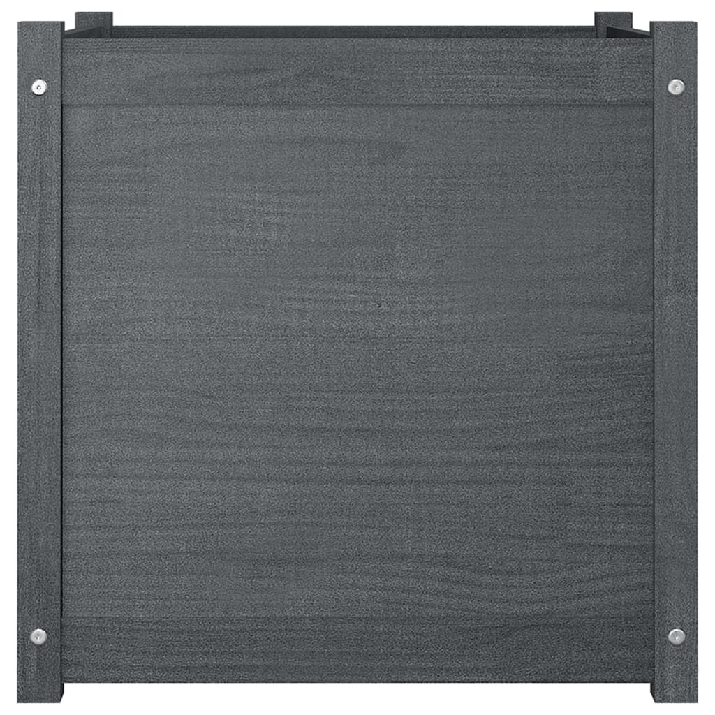 Plantenbakken 2 St 60X60X60 Cm Massief Grenenhout Grijs