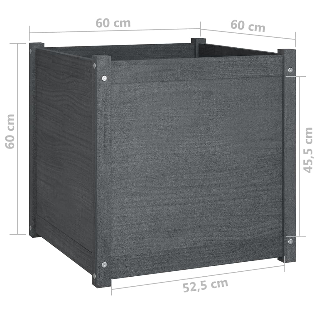 Plantenbakken 2 St 60X60X60 Cm Massief Grenenhout Grijs