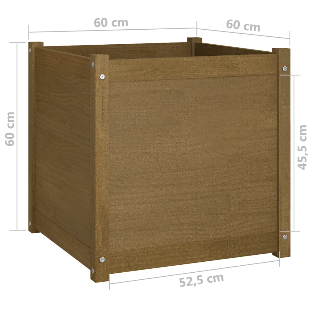 Plantenbak 60X60X60 Cm Massief Grenenhout Honingbruin
