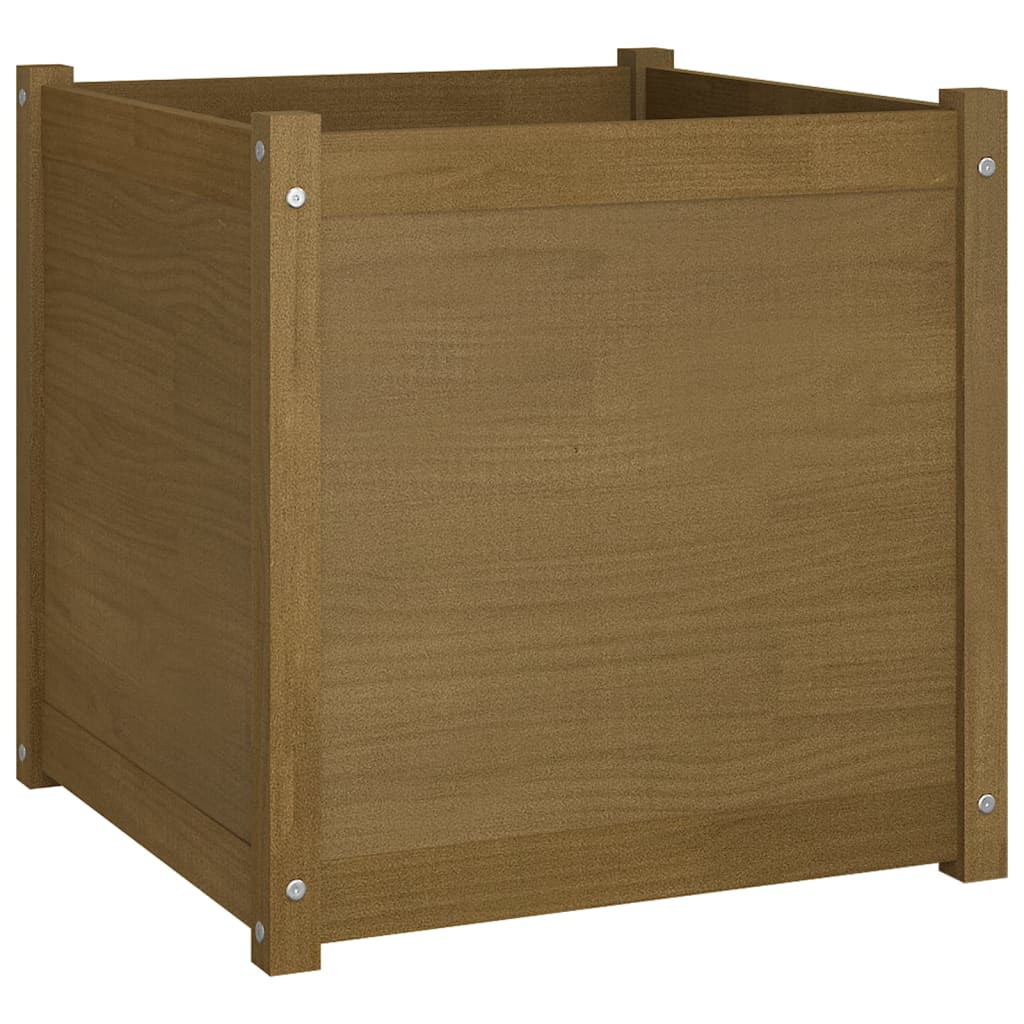 Plantenbakken 2 St 60X60X60 Cm Massief Grenenhout Honingbruin