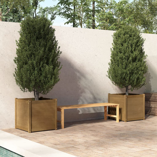 Plantenbakken 2 St 60X60X60 Cm Massief Grenenhout Honingbruin