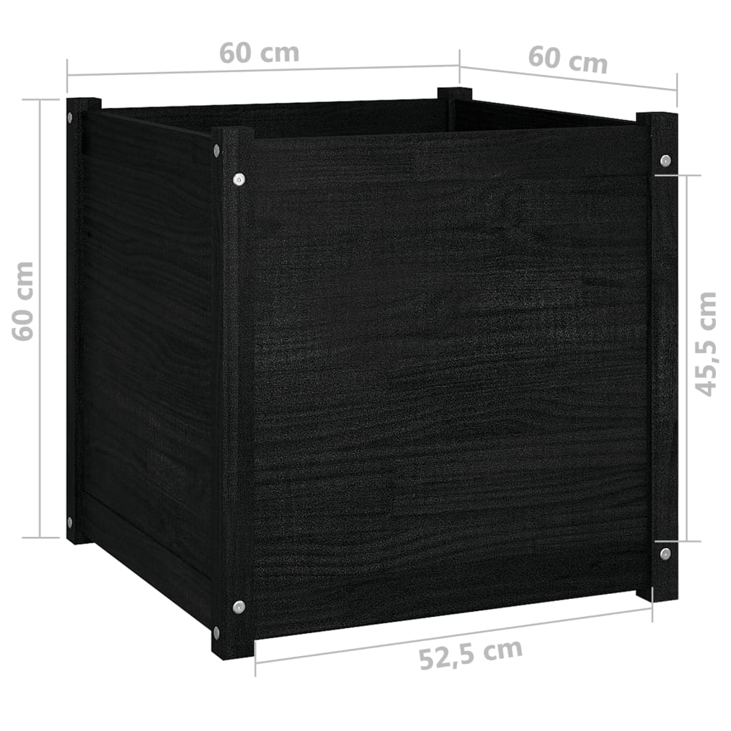 Plantenbak 60X60X60 Cm Massief Grenenhout Zwart