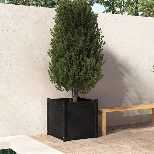 Plantenbak 60X60X60 Cm Massief Grenenhout Zwart