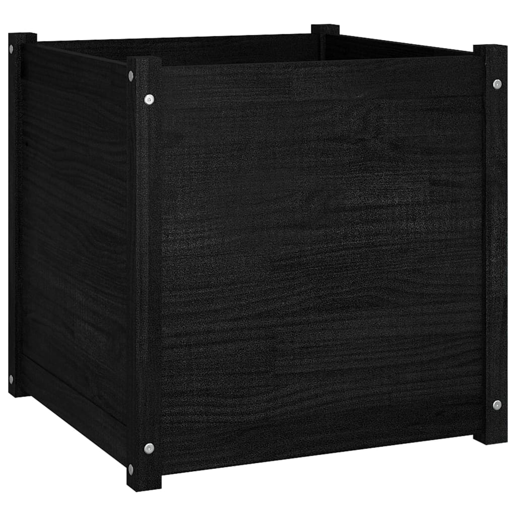 Plantenbakken 2 St 60X60X60 Cm Massief Grenenhout Zwart