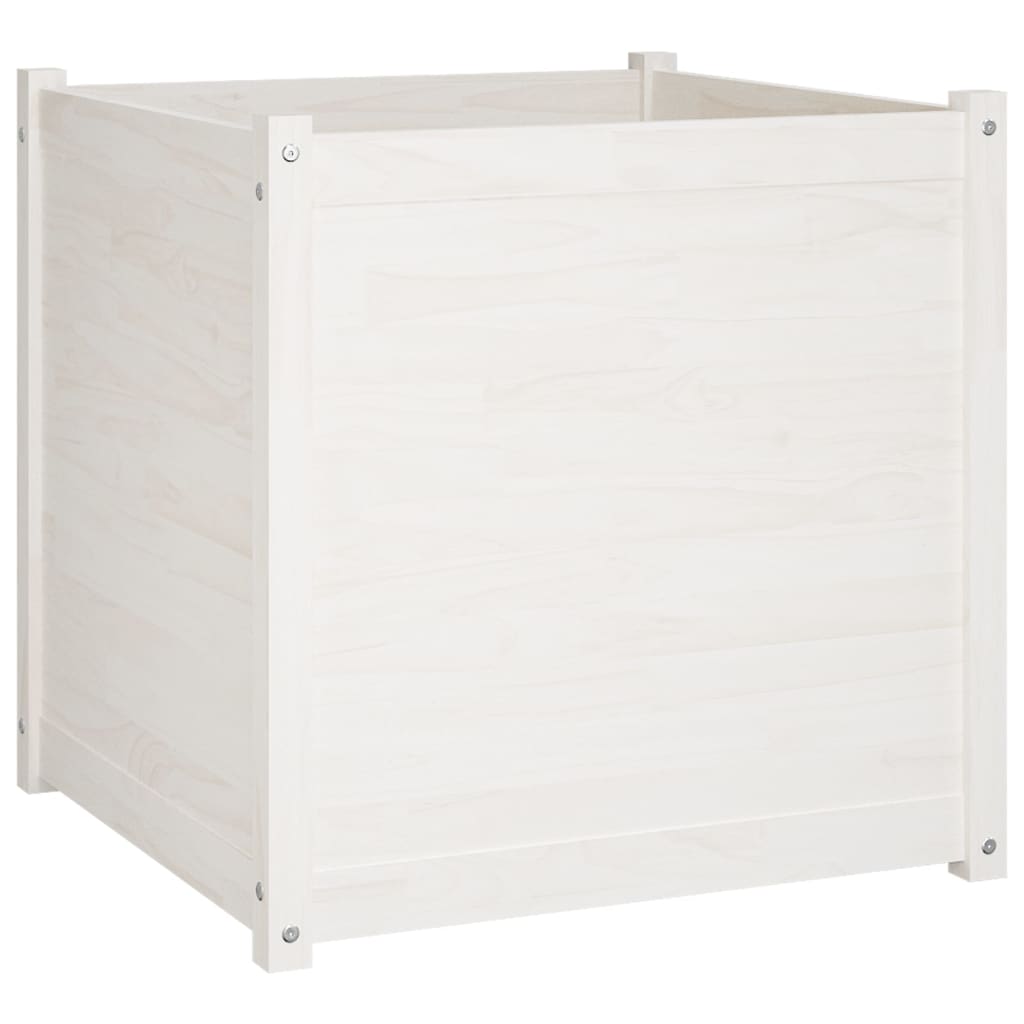 Plantenbak 70X70X70 Cm Massief Grenenhout Wit