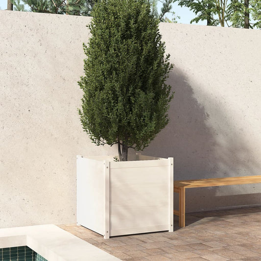 Plantenbak 70X70X70 Cm Massief Grenenhout Wit