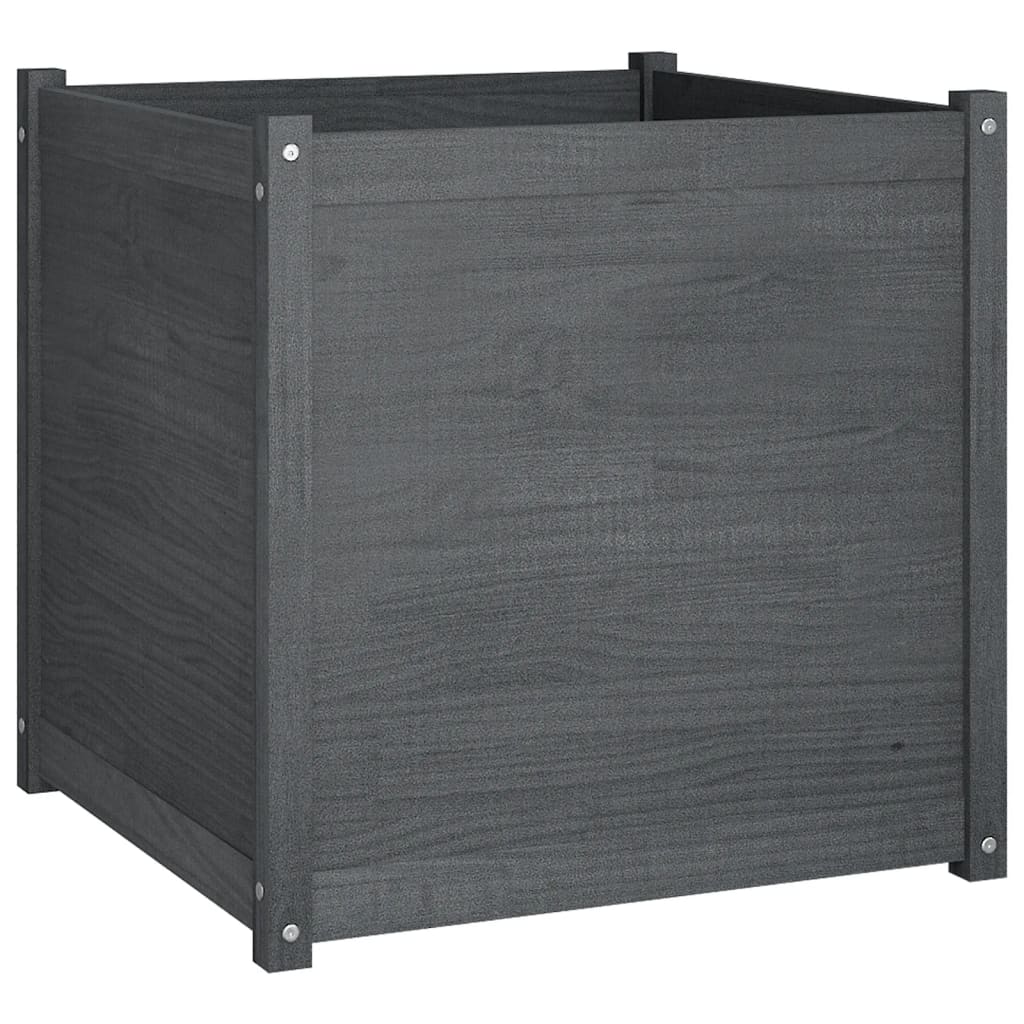 Plantenbak 70X70X70 Cm Massief Grenenhout Grijs