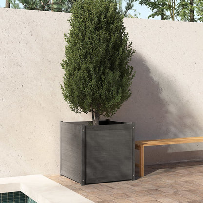 Plantenbak 70X70X70 Cm Massief Grenenhout Grijs