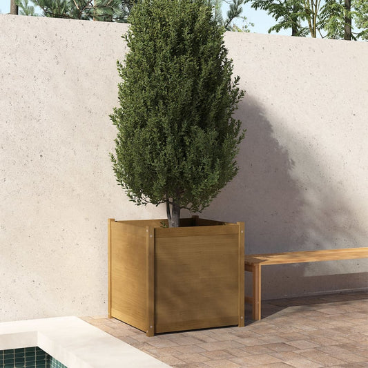 Plantenbak 70X70X70 Cm Massief Grenenhout Honingbruin