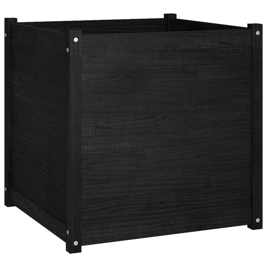 Plantenbak 70X70X70 Cm Massief Grenenhout Zwart