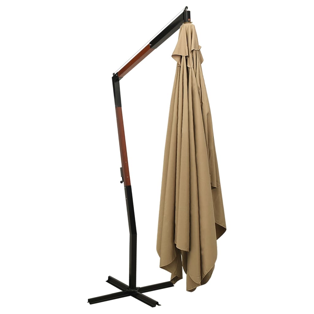 Zweefparasol Met Houten Paal 300 Cm Taupe