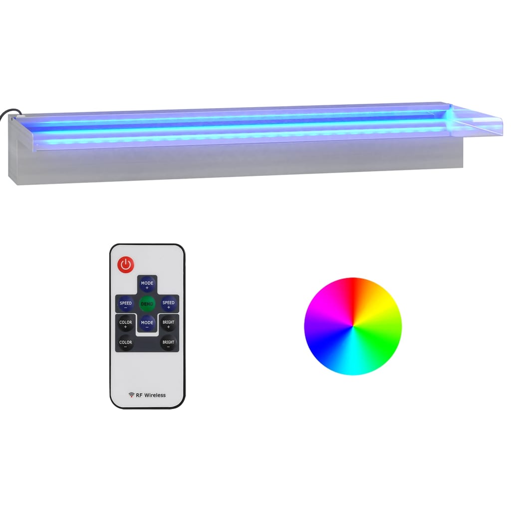 Watervaloverlaat Met Rgb Led's 60 Cm Roestvrij Staal