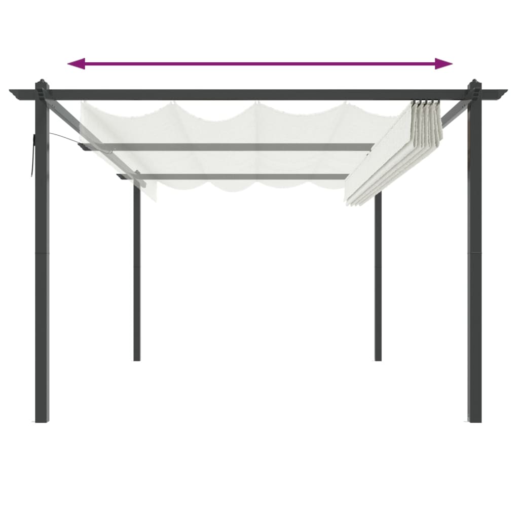 Tuinprieel Met Uittrekbaar Dak 4X3 M Crèmekleurig