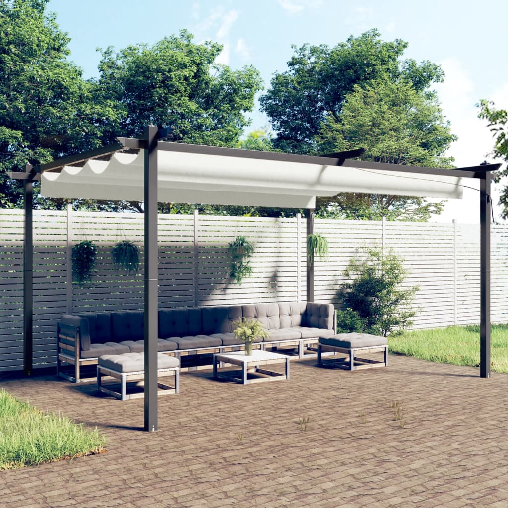 Tuinprieel Met Uittrekbaar Dak 4X3 M Crèmekleurig
