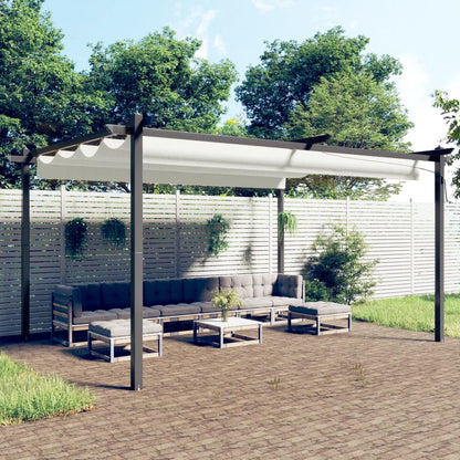 Tuinprieel Met Uittrekbaar Dak 4X3 M Crèmekleurig