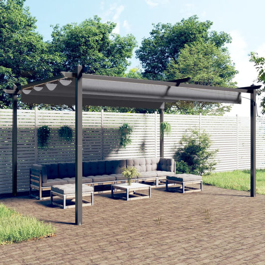 Tuinprieel Met Uittrekbaar Dak 4X3 M Antracietkleurig