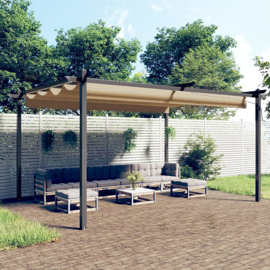 Tuinprieel Met Uittrekbaar Dak 4X3 M Taupe