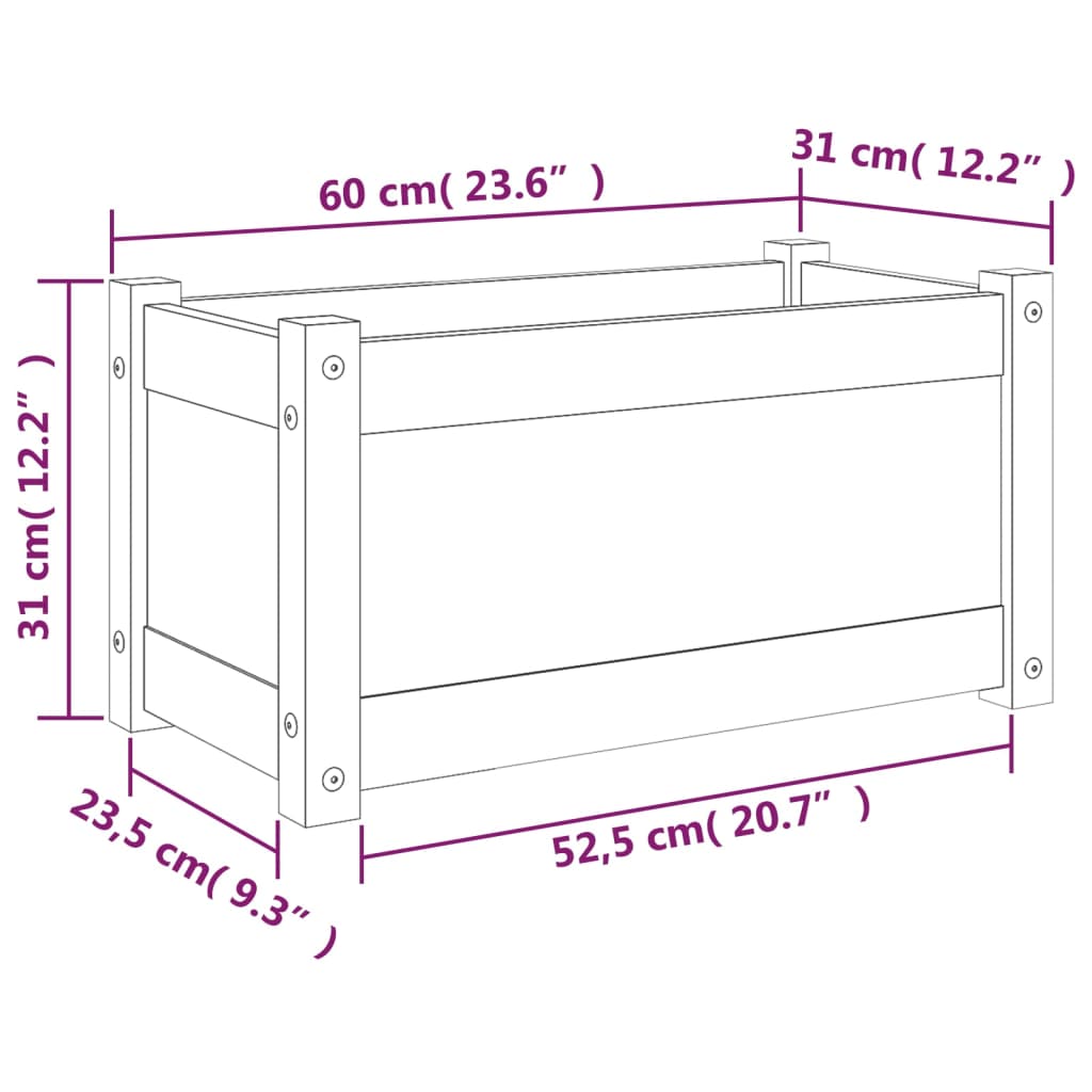 Plantenbak 60X31X31 Cm Massief Grenenhout