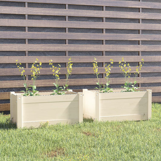 Plantenbakken 2 St 60X31X31 Cm Massief Grenenhout Wit
