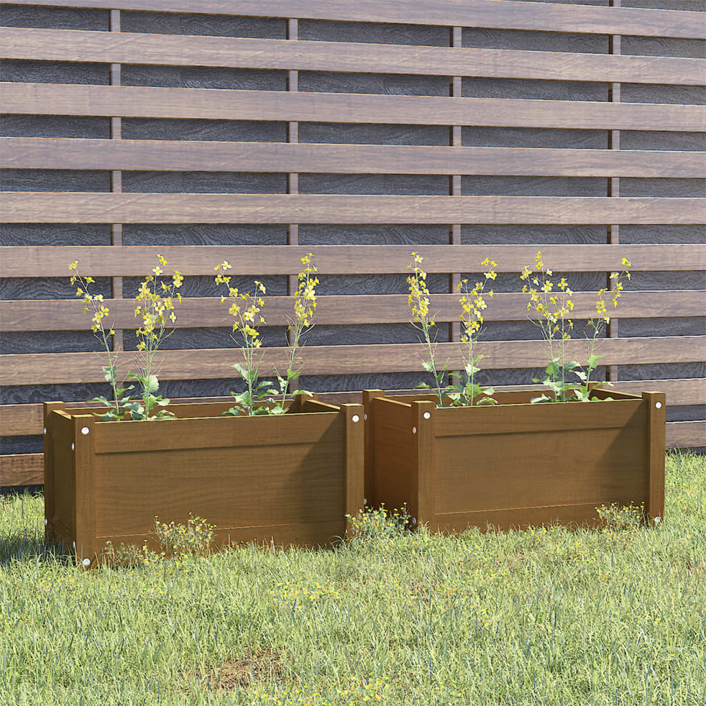 Plantenbakken 2 St 60X31X31 Cm Massief Grenenhout Honingbruin