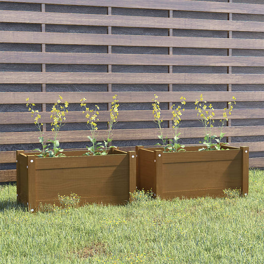 Plantenbakken 2 St 60X31X31 Cm Massief Grenenhout Honingbruin