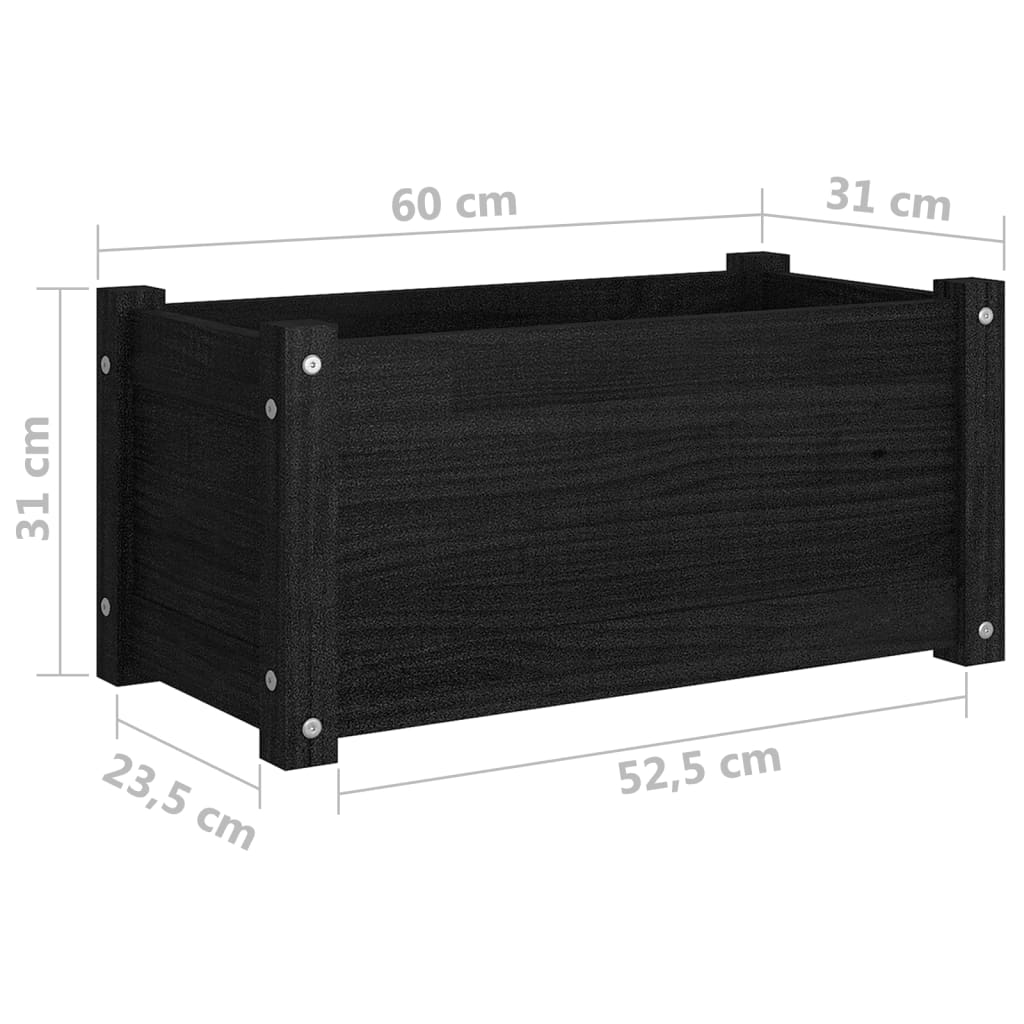 Plantenbak 60X31X31 Cm Massief Grenenhout Zwart