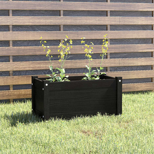 Plantenbak 60X31X31 Cm Massief Grenenhout Zwart