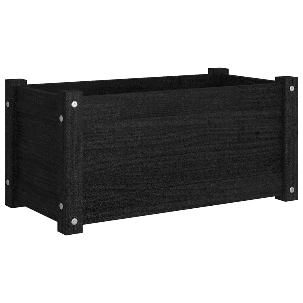 Plantenbakken 2 St 60X31X31 Cm Massief Grenenhout Zwart