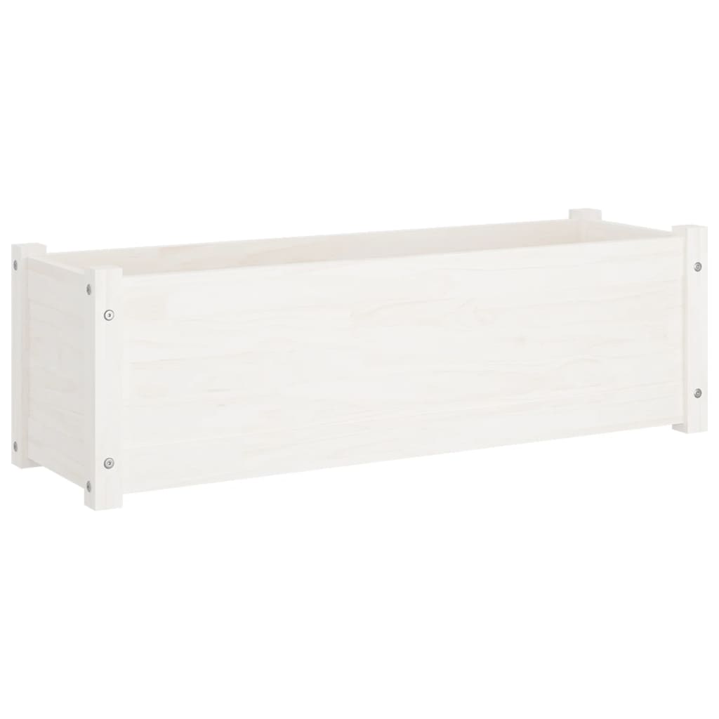 Plantenbakken 2 St 100X31X31 Cm Massief Grenenhout Wit